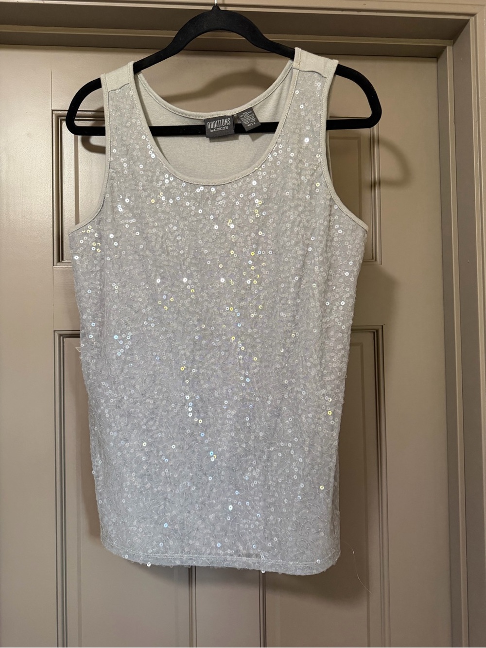 Chico's size 2 Large Gray Sequin Tank Top